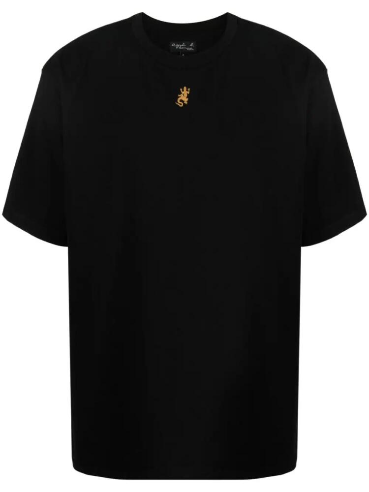 agnès b. lizard-embroidered cotton t-shirt - Black Cover