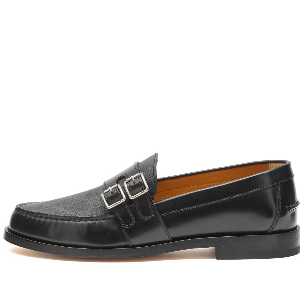 Gucci Men's Mellenial Double Buckle GG Supreme Loafer in Black Cover