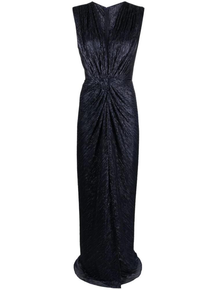 Costarellos Mireille metallic plissé-jersey gown - Purple Cover