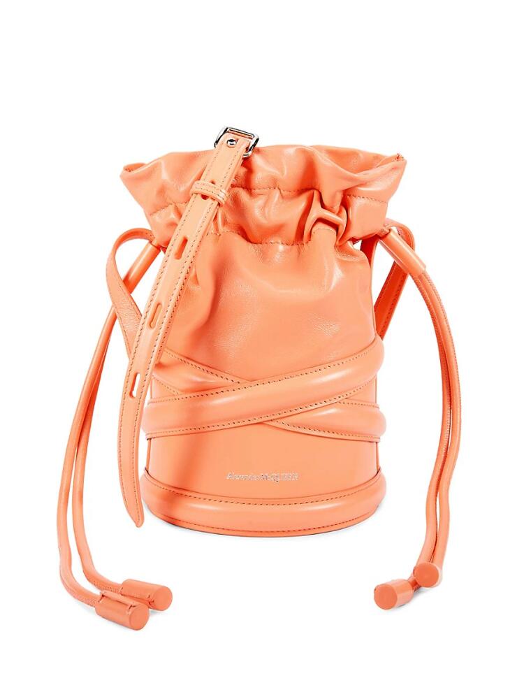 Alexander McQueen Women's Mini The Curve Leather Bucket Bag - Peach Cover