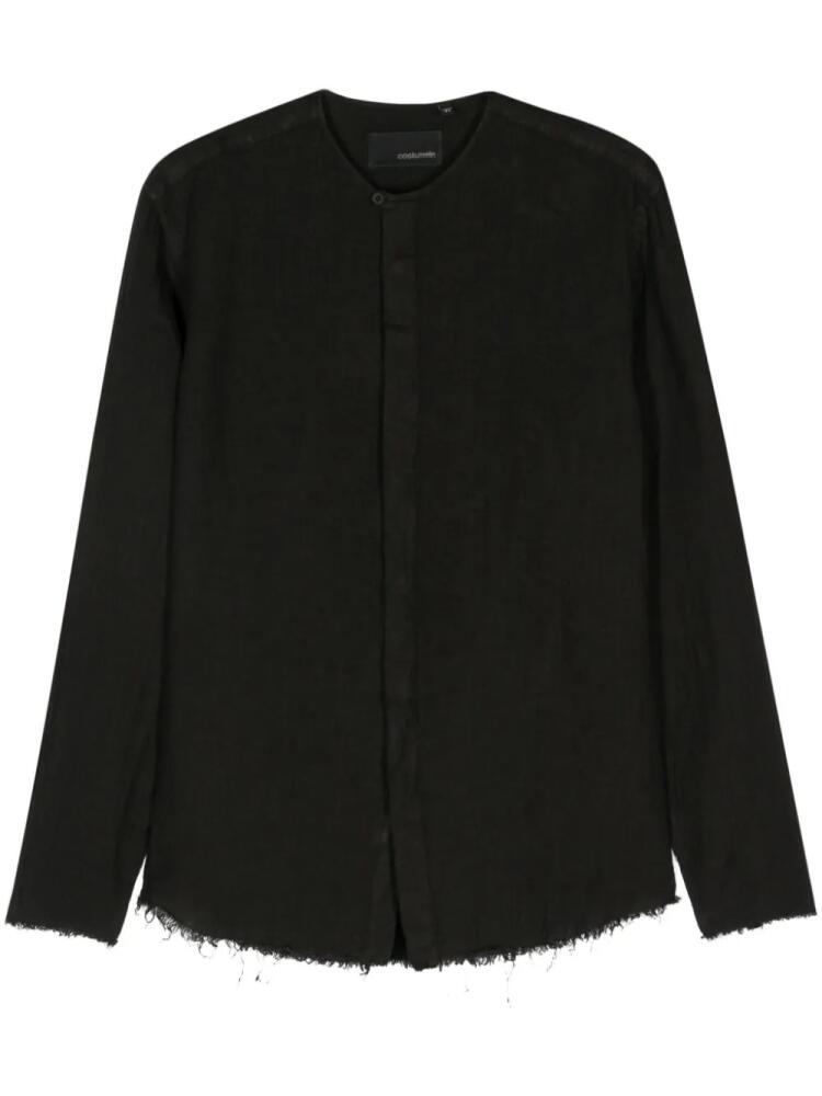 Costumein frayed-detail linen shirt - Black Cover