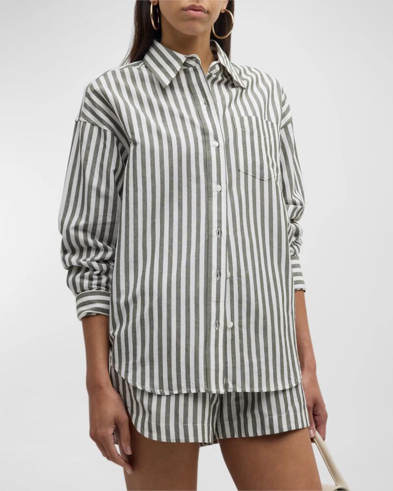 La Ligne Striped Oversized Button-Front Shirt Cover