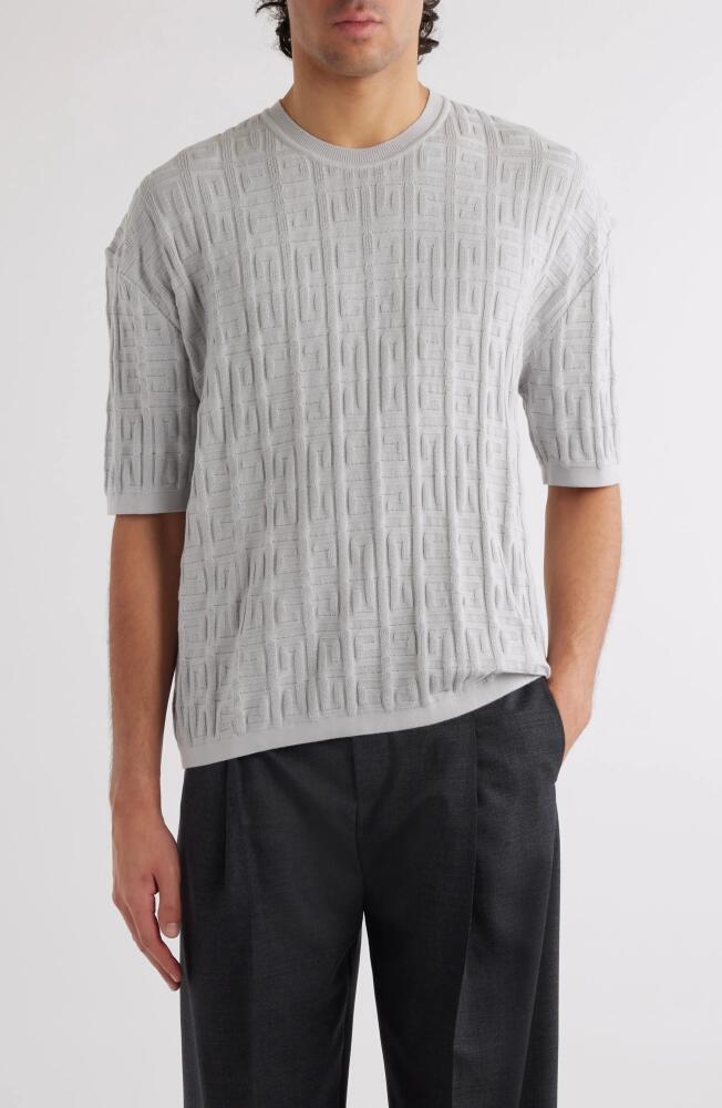 Givenchy Logo Jacquard Short Sleeve Cotton Sweater in Pearl Grey Cover