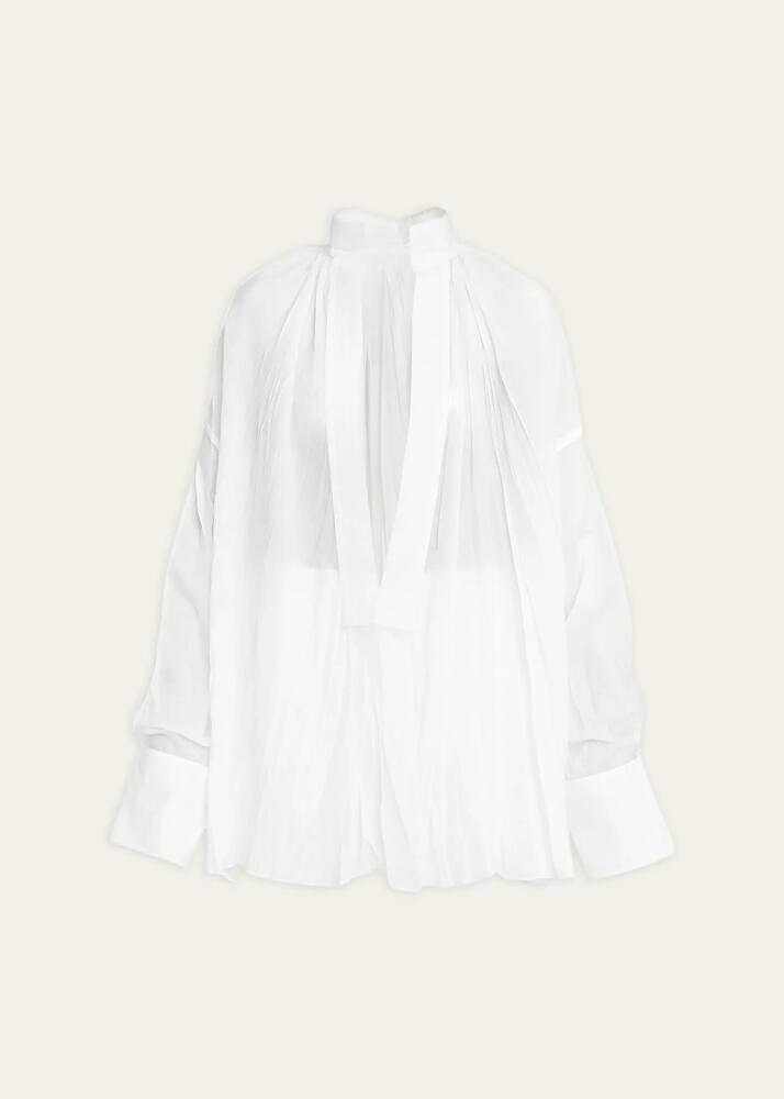 Ferragamo Organza Plunging V-Neck Blouse Cover