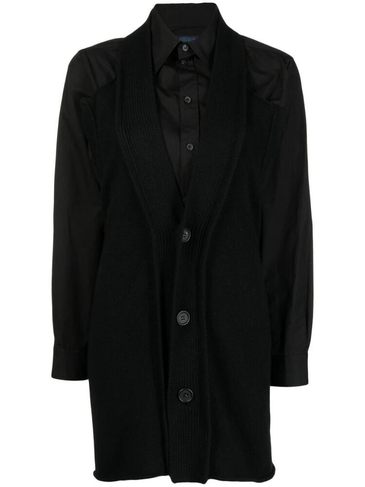 Yohji Yamamoto cardigan-effect long-sleeved shirt - Black Cover