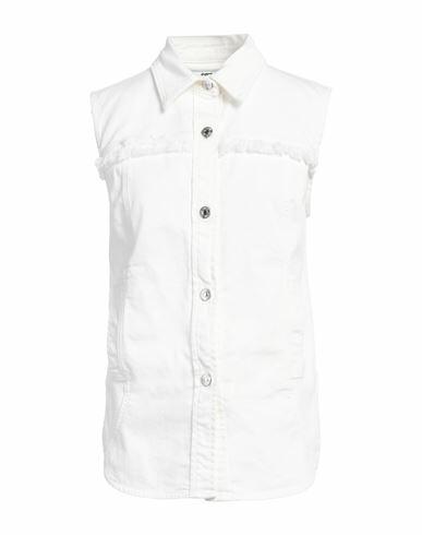 Grifoni Woman Denim shirt White Cotton, Elastane Cover