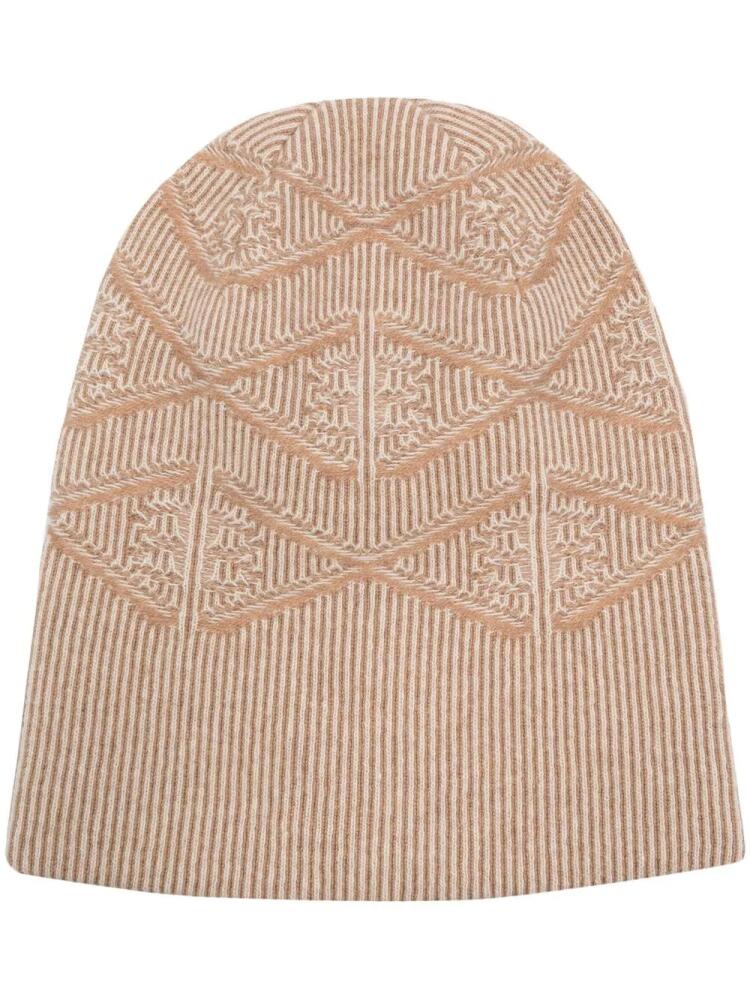 Barrie monogram motif cashmere beanie hat - Brown Cover