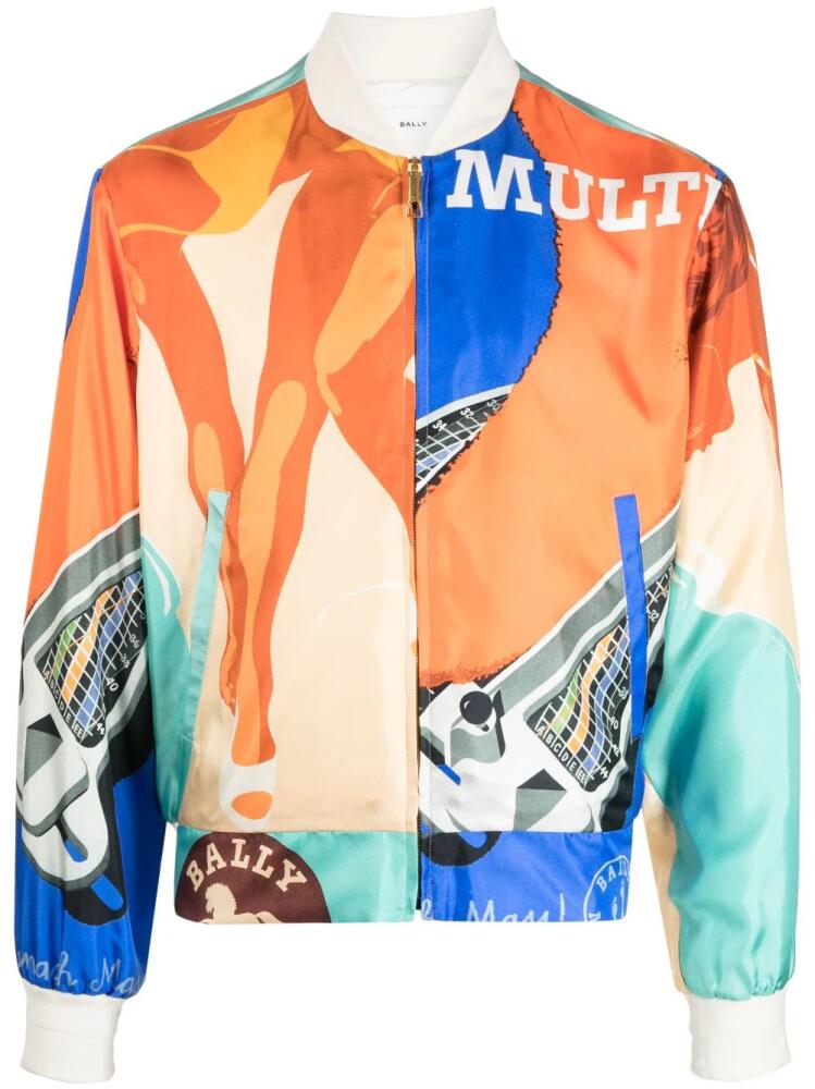 Bally graphic-print bomber jacket - Orange Cover