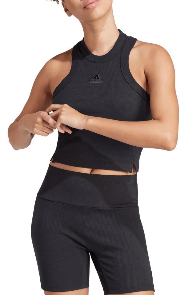 adidas Rib Crop Tank in Black Cover