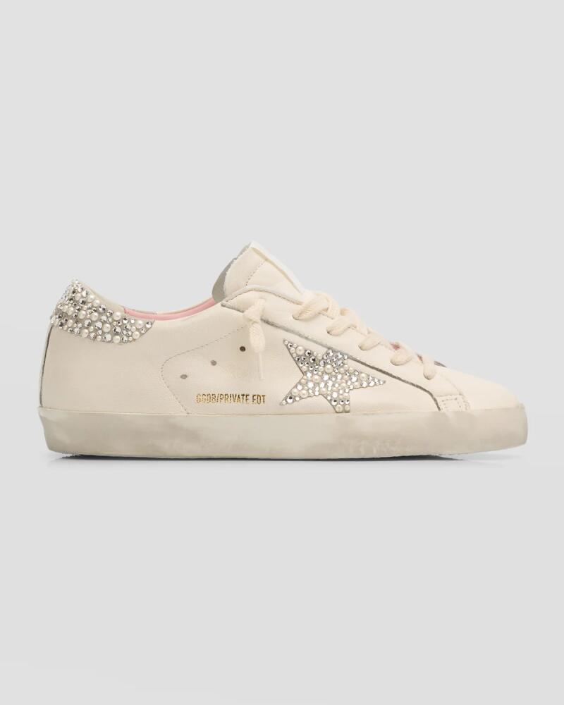 Golden Goose Superstar Swarovski Pearly Leather Low-Top Sneakers Cover