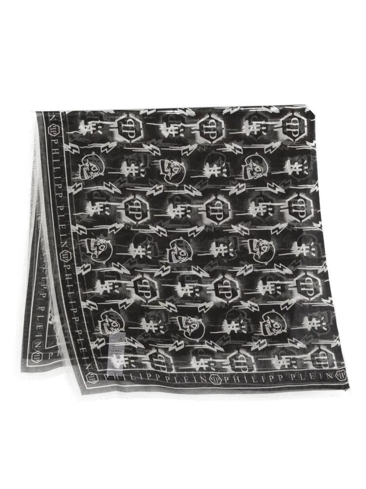 Philipp Plein logo-monogram scarf - White Cover