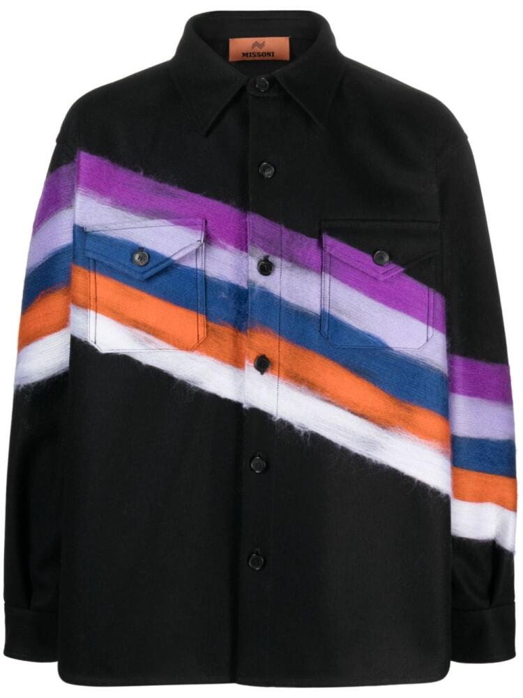 Missoni brushed-effect striped shirt jacket - Black Cover