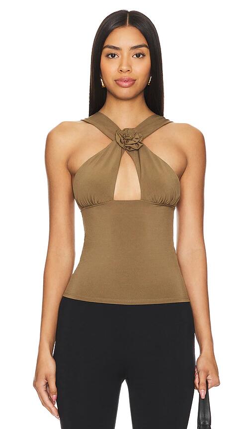 WeWoreWhat Rose Halter Top in Brown Cover