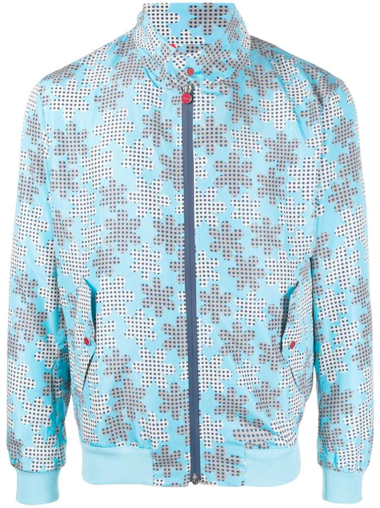 Kiton graphic-print bomber jacket - Blue Cover