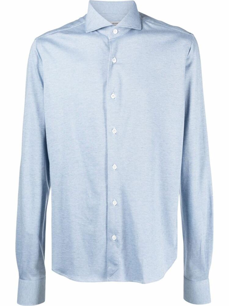 Orian spread-collar cotton-cashmere shirt - Blue Cover