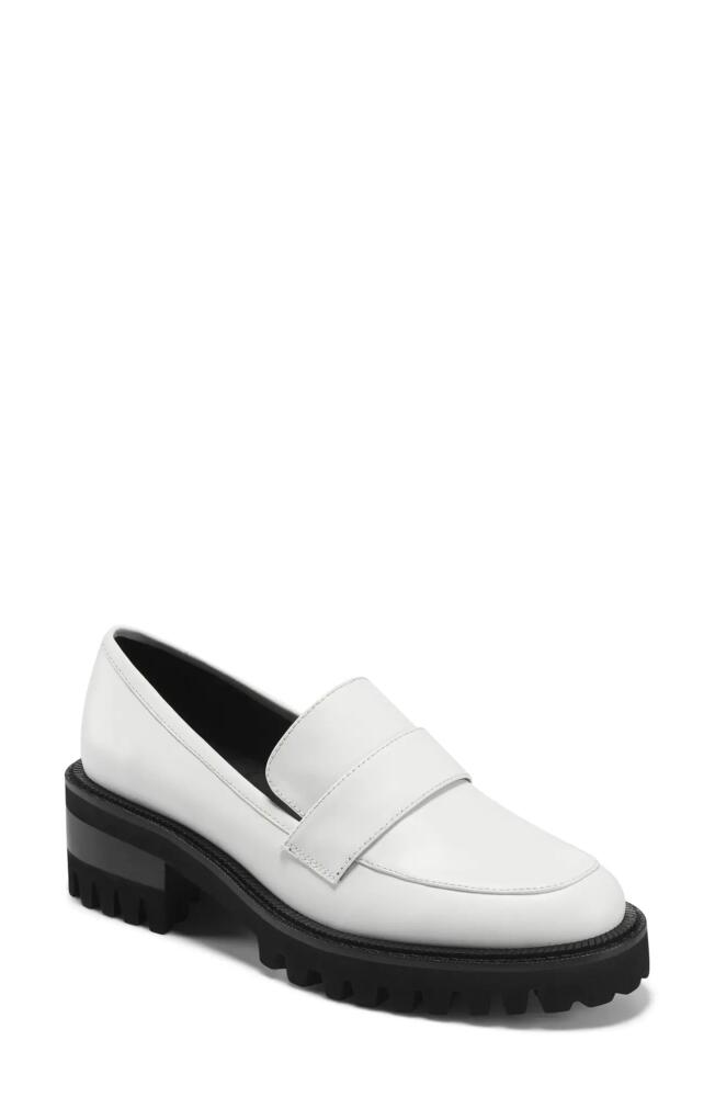 Aerosoles Ronnie Platform Loafer in White Leather Cover