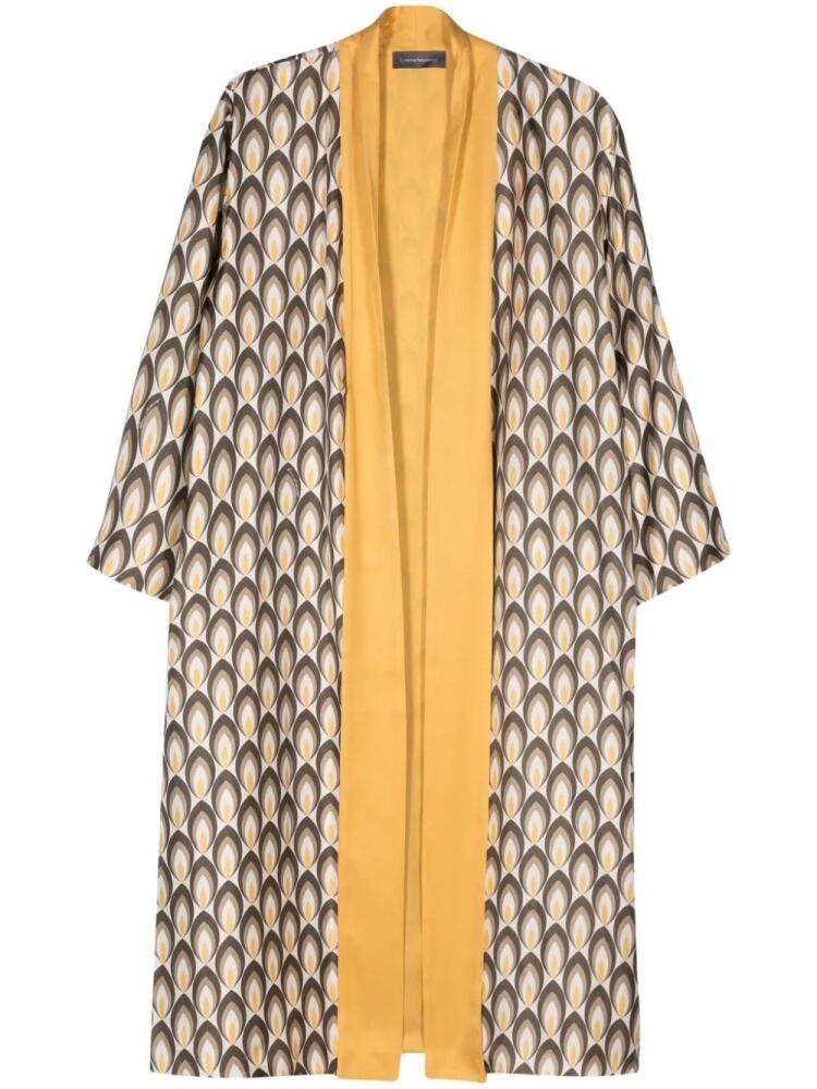 Lorena Antoniazzi geometric-pattern midi silk kaftan - Neutrals Cover