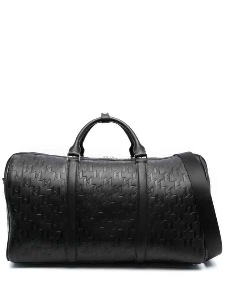 Karl Lagerfeld K/Loom leather weekender bag - Black Cover