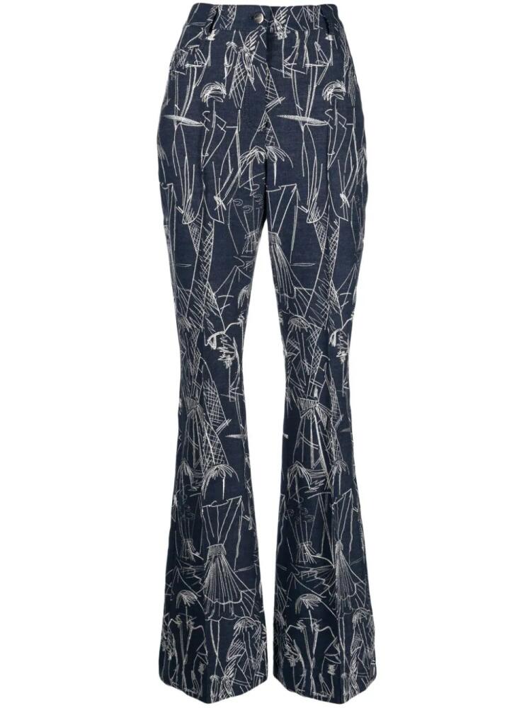 Akris sketch-print flared jeans - Blue Cover