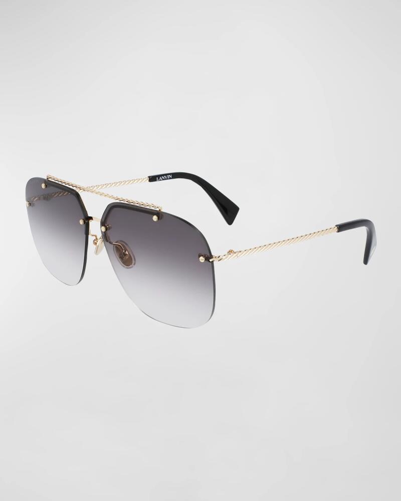 Lanvin Babe Rimless Studded Metal Aviator Sunglasses Cover