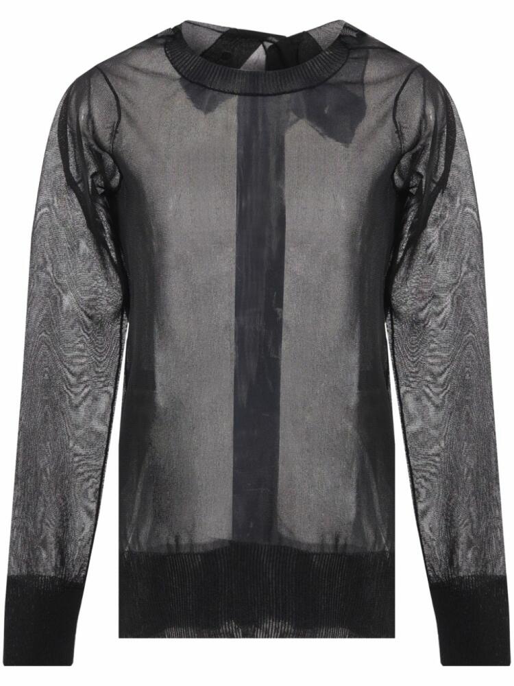 Yohji Yamamoto semi-sheer asymmetric-neck cardigan - Black Cover