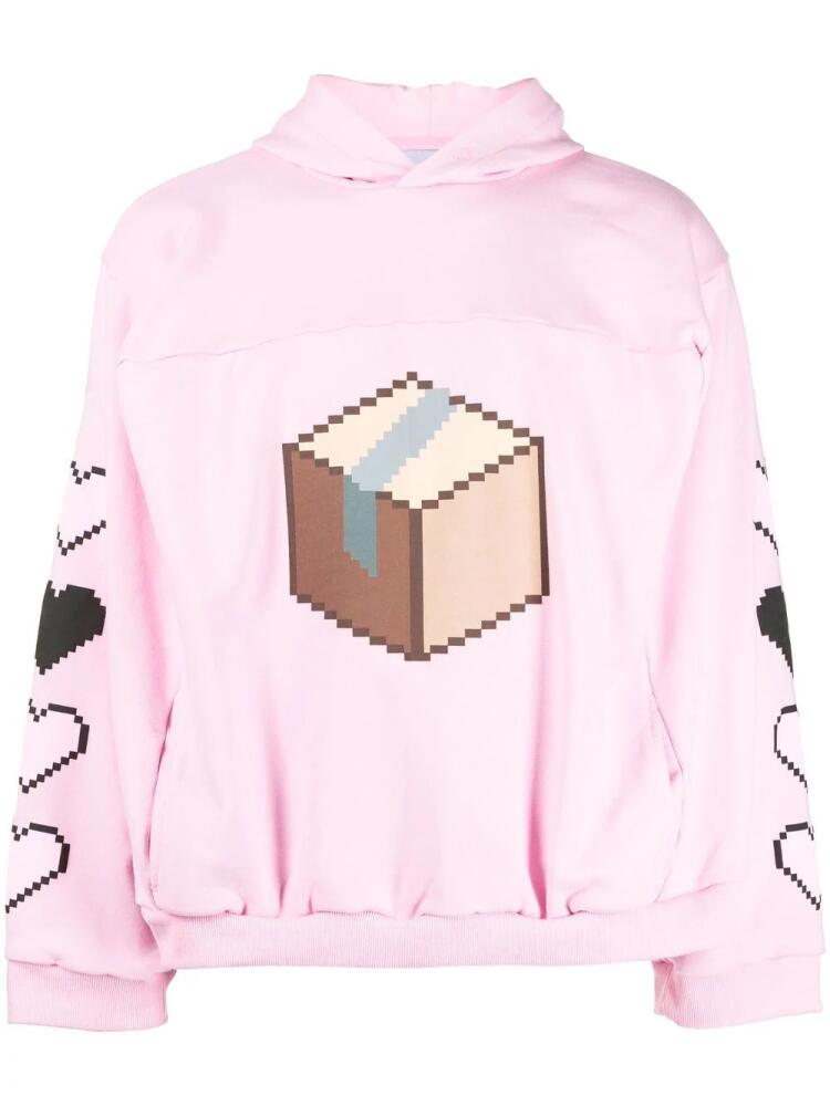 Natasha Zinko Smiley Box print hoodie - Pink Cover