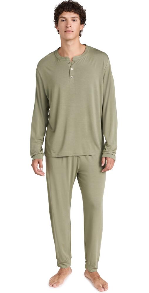 Eberjey Henry Modal Long Sleeve PJ Set Moss Cover