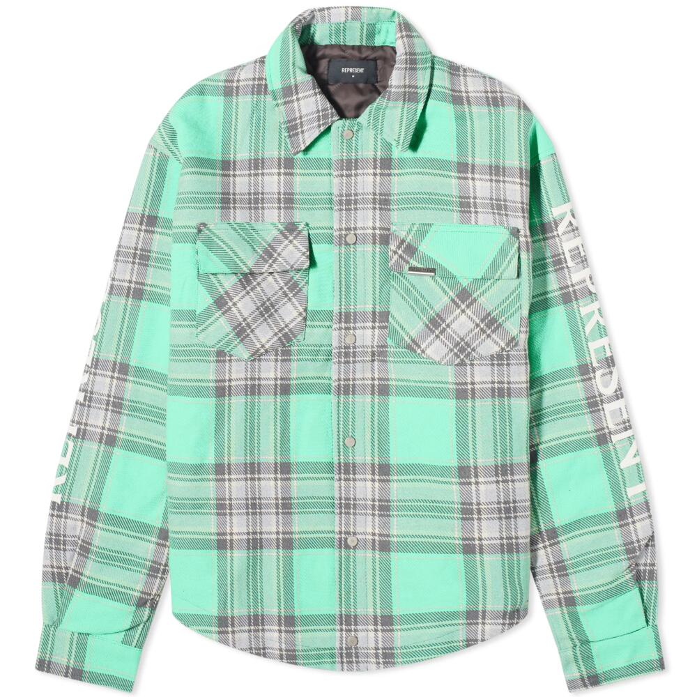 Represent Men's Quilted Flannel Shirt Jacket in Green Cover