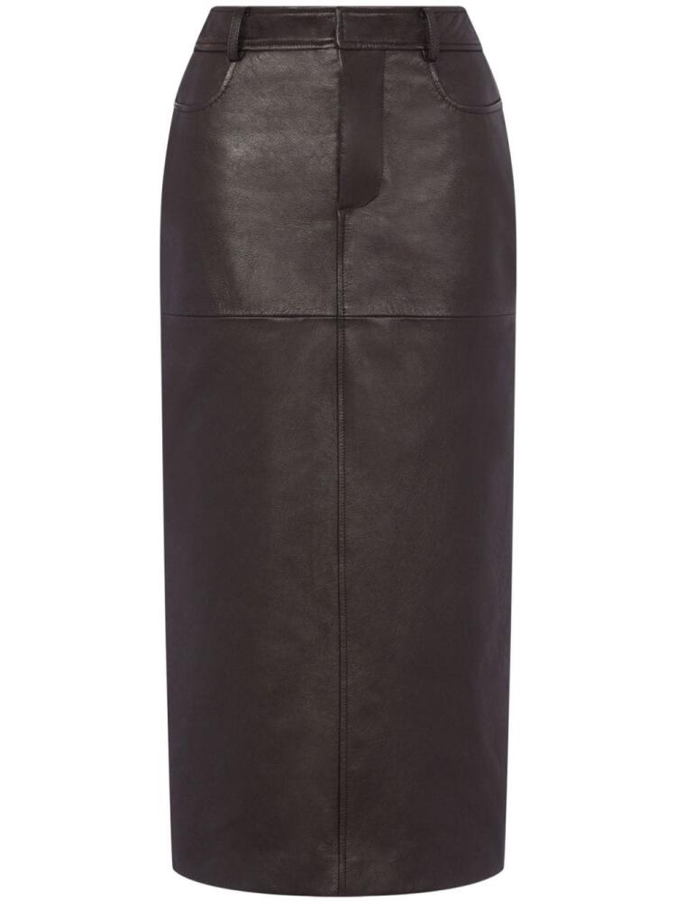 Moschino pencil leather midi skirt - Brown Cover