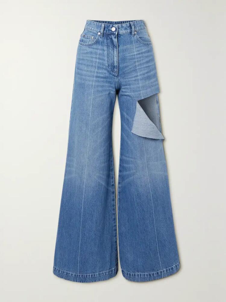 Peter Do - Distressed High-rise Wide-leg Jeans - Blue Cover