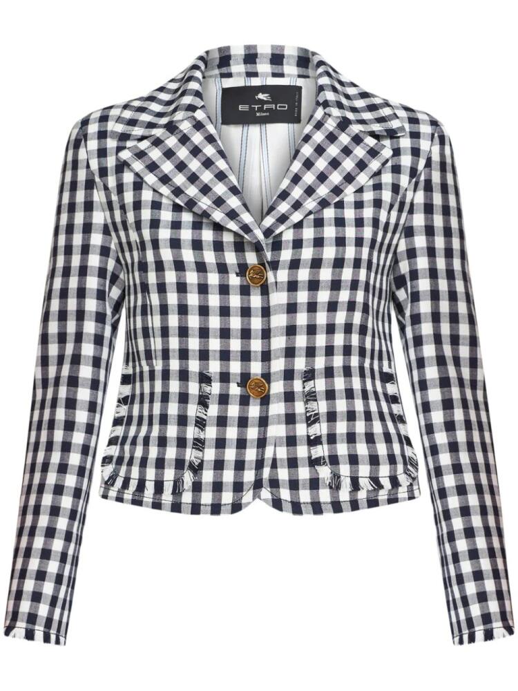 ETRO gingham-check short jacket - Blue Cover