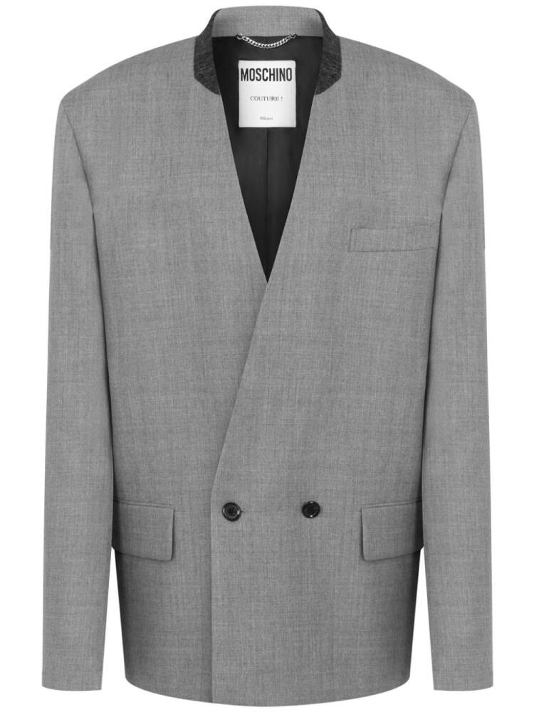 Moschino collarless double-breasted blazer - Grey Cover