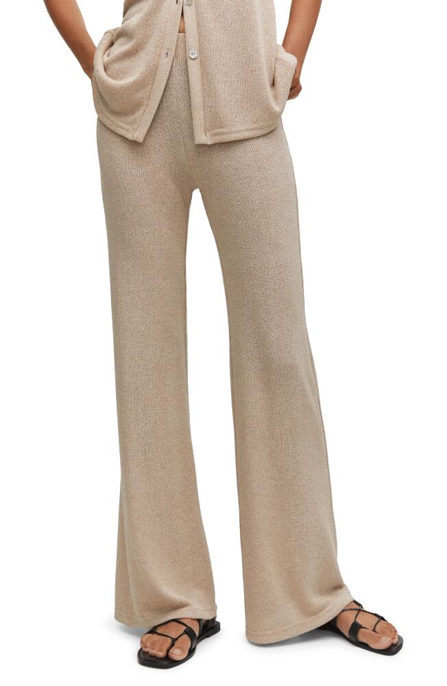 MANGO Knit Flare Pants in Sand Cover