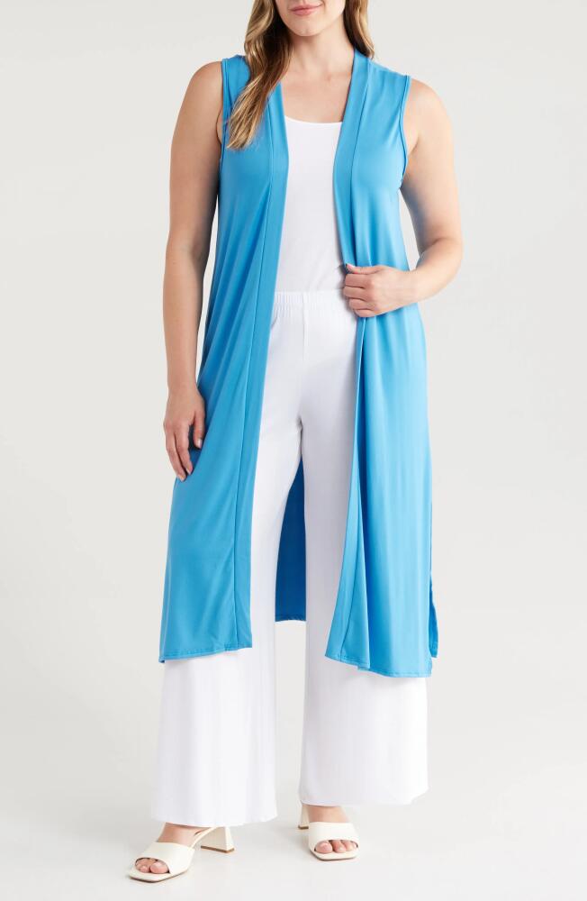 24seven Comfort Apparel Open Front Long Vest in Turquoise Cover