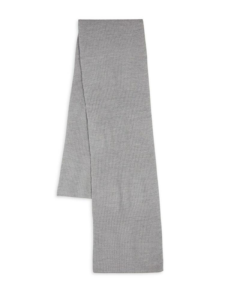 Portolano Men's Ribbed Merino Wool Scarf - Light Grey Cover