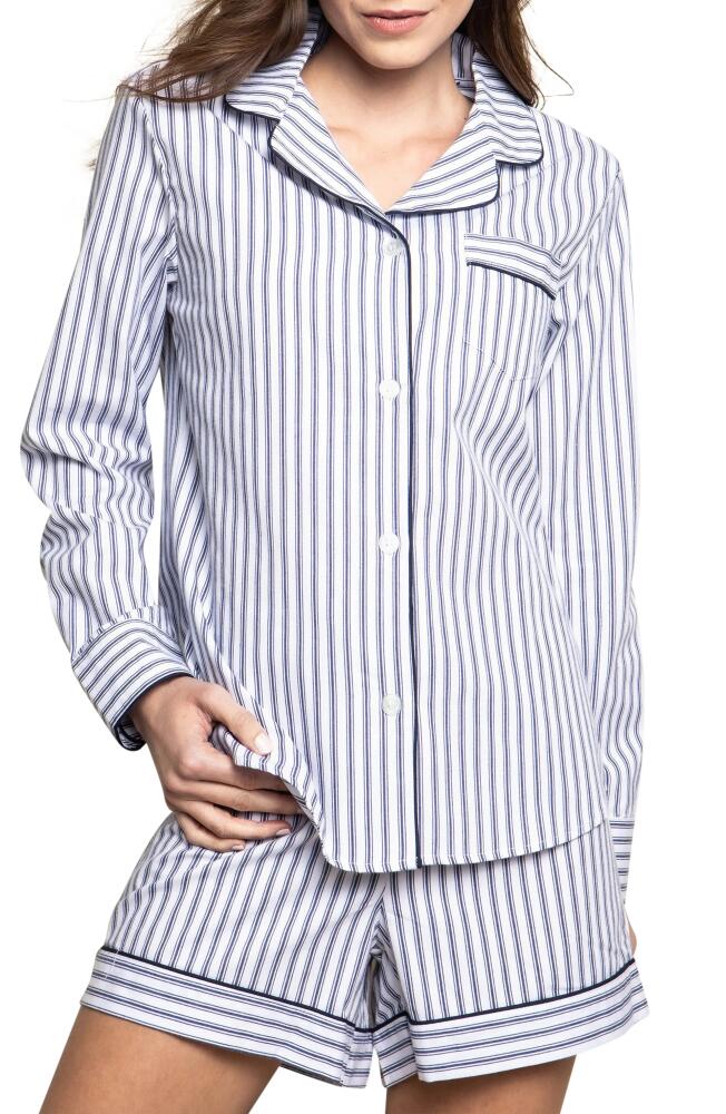 Petite Plume Navy French Ticking Stripe Short Pajamas Cover