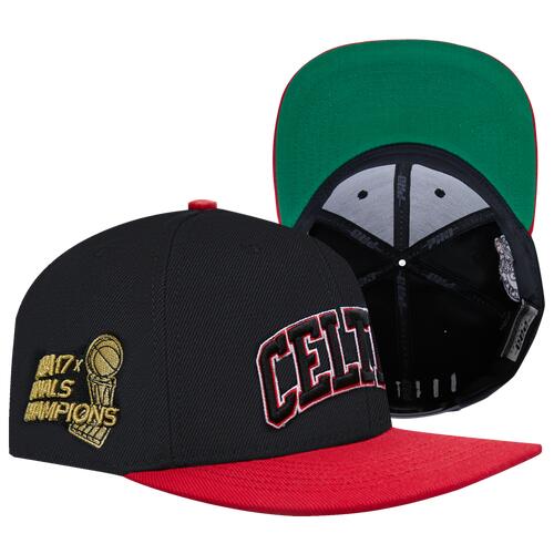 Pro Standard Celtics Half Court Wool Snapback Hat - Adult Black/Red/Black Cover