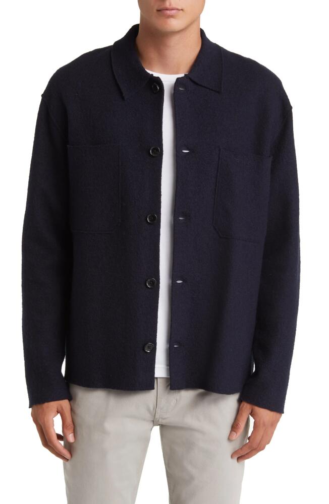 NN07 Jonas Boiled Wool Shirt Jacket in Navy Blue Cover