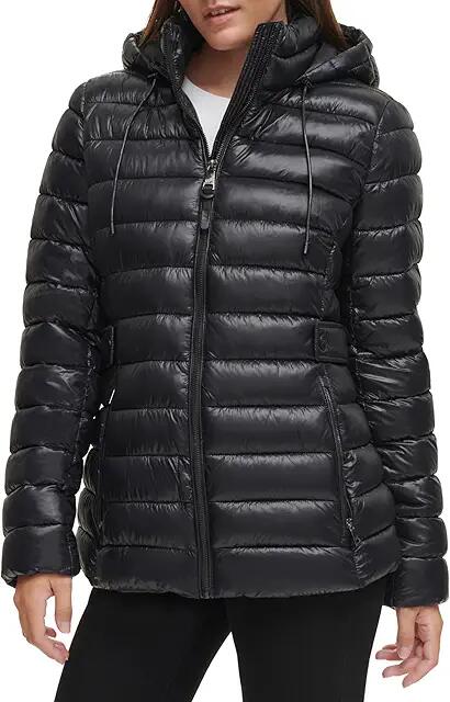 DKNY Short Packable With Side Tab (Black) Women's Jacket Cover