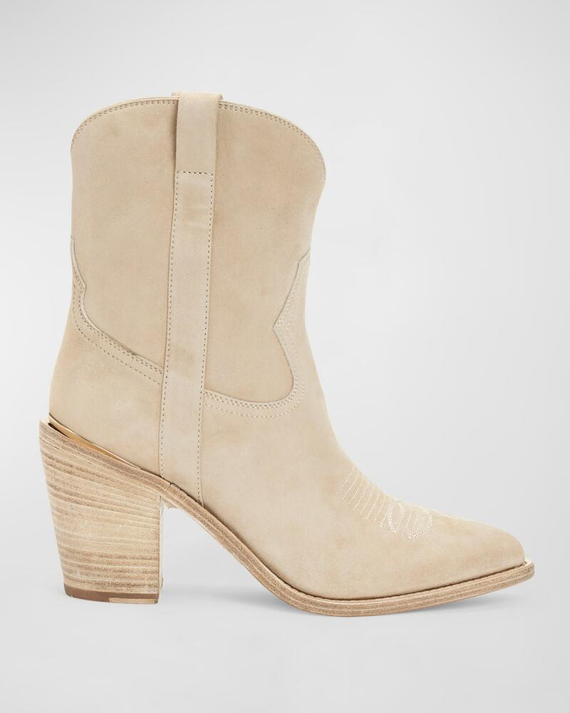 Partlow Leigh Anne Suede Western Ankle Booties Cover