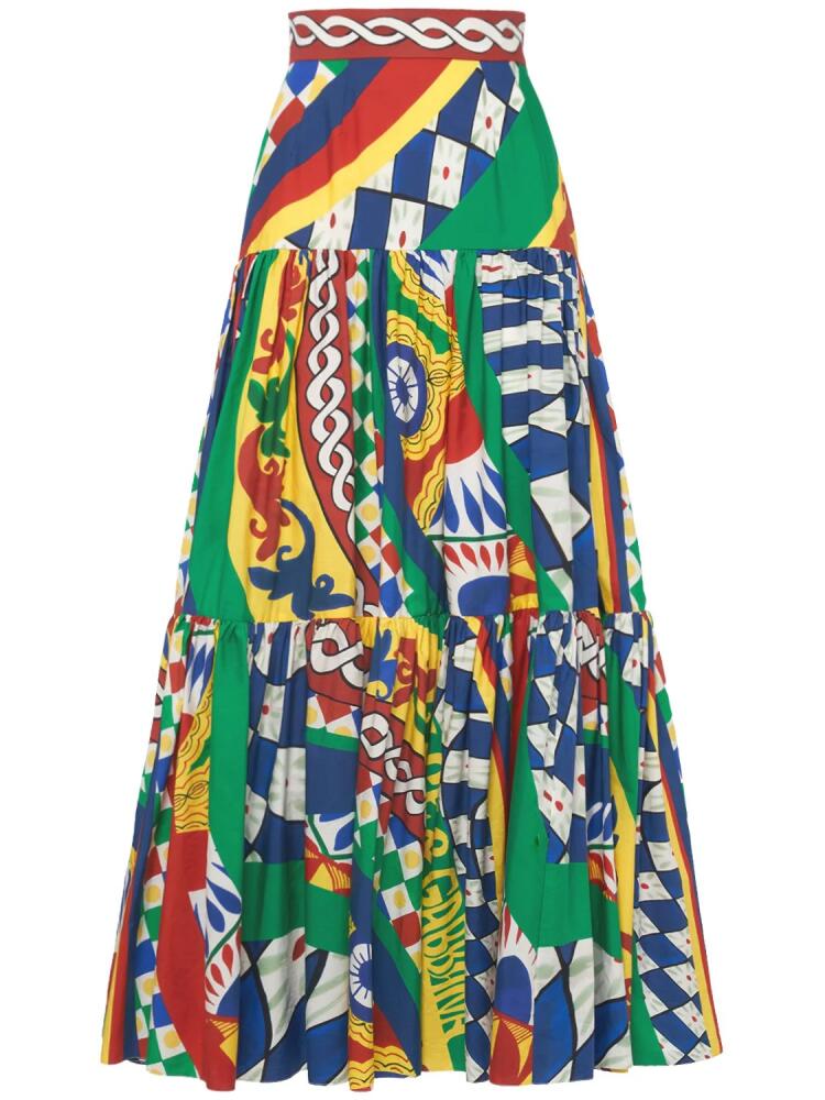 DOLCE & GABBANA Carretto Print Cotton Poplin Long Skirt Cover