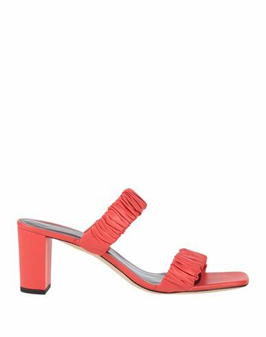 Staud Frankie Ruched Sandal Woman Sandals Tomato red Goat skin Cover