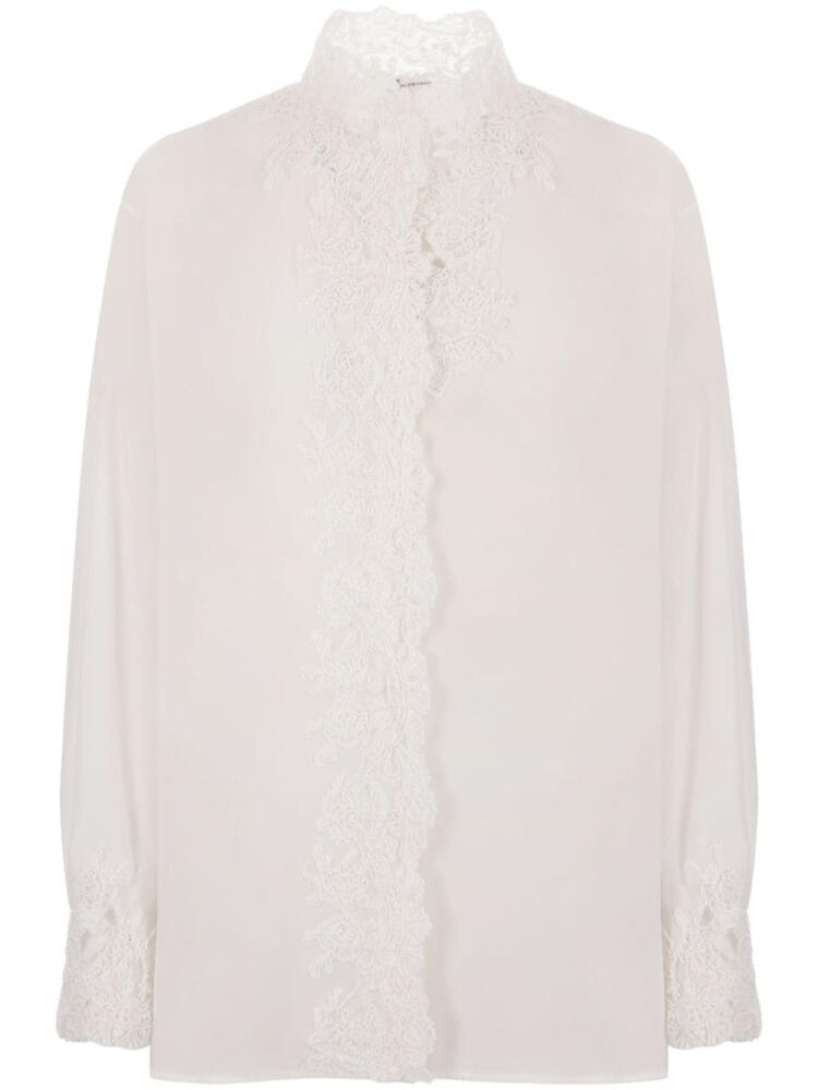 Ermanno Scervino lace-trim shirt - Neutrals Cover