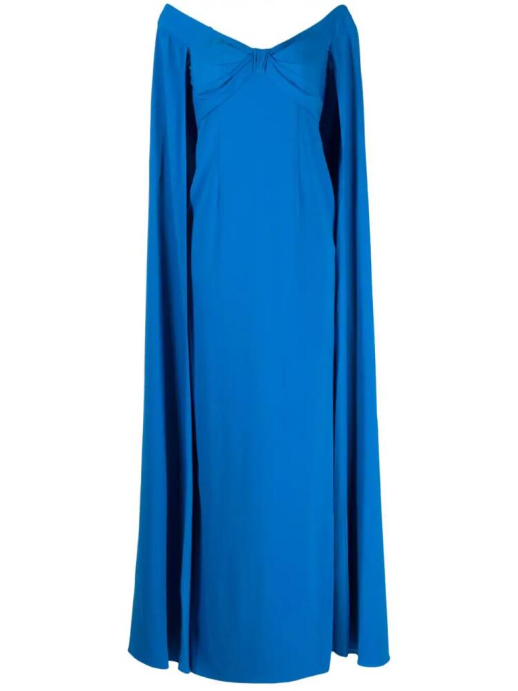 Marchesa Notte off-shoulder cape-detail gown - Blue Cover