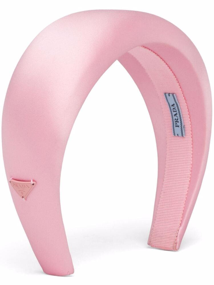 Prada logo-plaque padded headband - Pink Cover