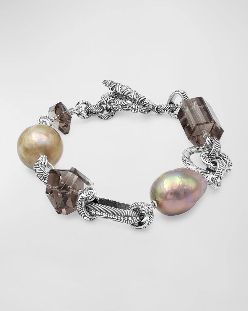 Stephen Dweck Smoky Quartz and Baroque Pearl Bracelet in Sterling Silver Cover