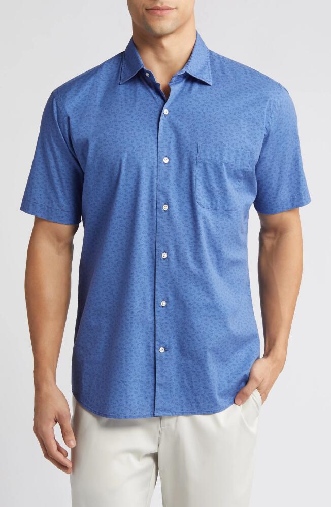 Peter Millar Shorebird Stretch Short Sleeve Button-Up Shirt in Moon Blue Cover