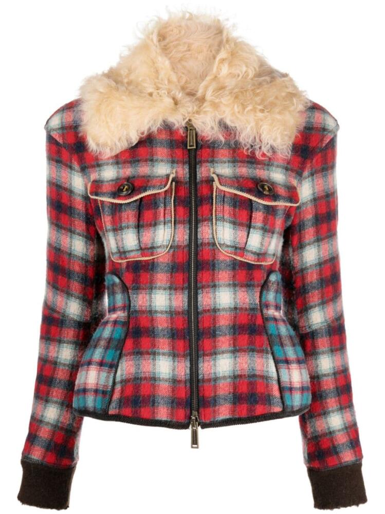 DSQUARED2 fur-collared flannel jacket Cover