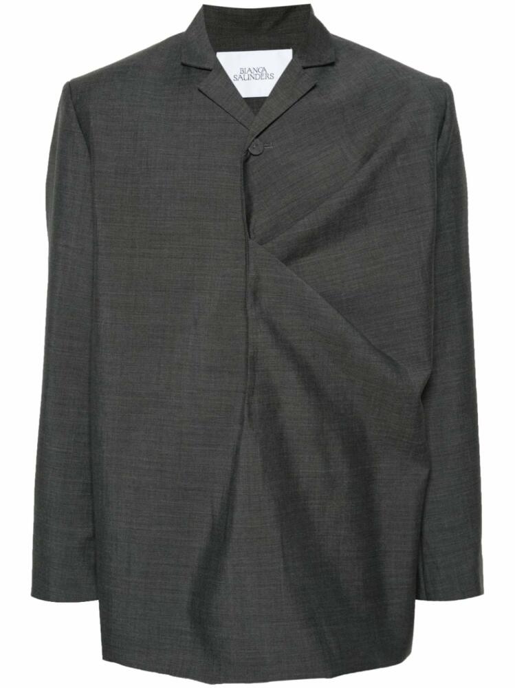 Bianca Saunders pinches-detailed wool-blend blazer - Grey Cover