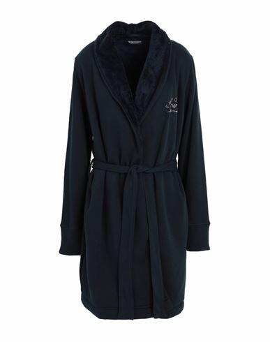 Emporio Armani Woman Dressing gown or bathrobe Midnight blue Cotton, Polyester Cover